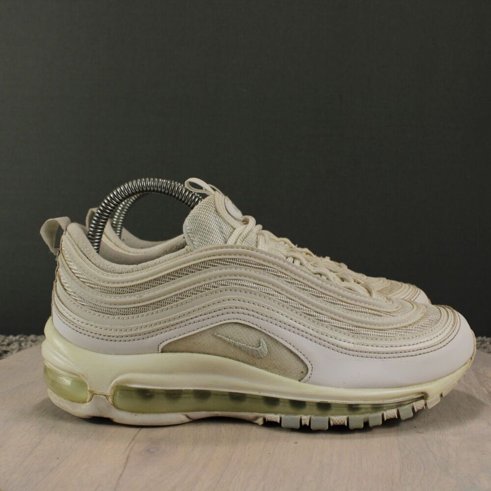 Nike Air Max 97 Womens 8 White Beige Leather Mesh Athletic Sneakers